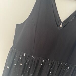 Torrid Black Celestial Star V-Neck Midi Dress Plus Size 24 Sleeveless Whimsigoth